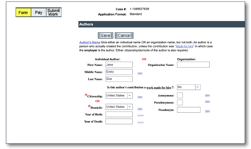 Register a deals name for copyright